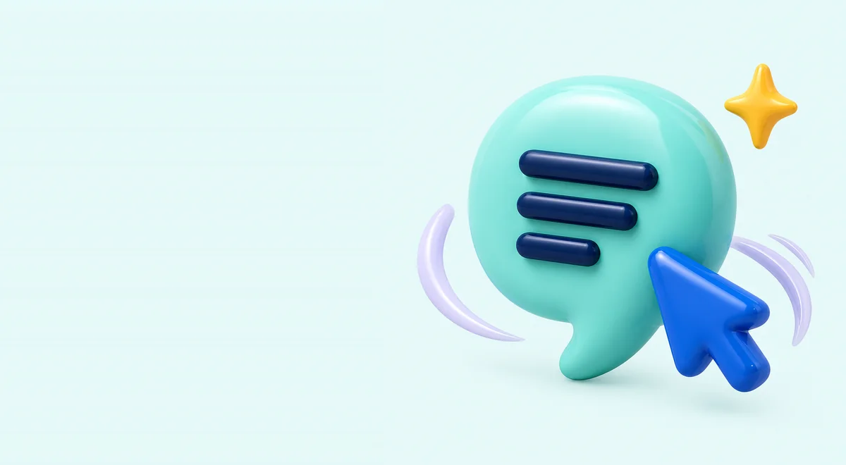 Glossy 3D speech bubble and cursor